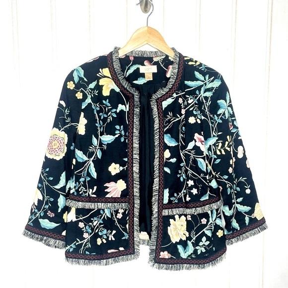 Loft Blazer Floral Embroidered Sz 6 - Picture 1 of 6